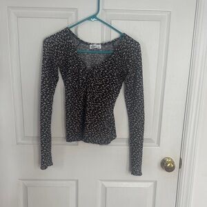 Hollister Black Floral Long Sleeve Top
